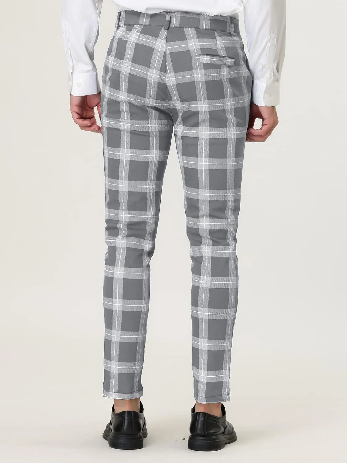 Lars Amadeus Men's Plaid Dress Pants Classic Slim Fit Chino Business Trousers