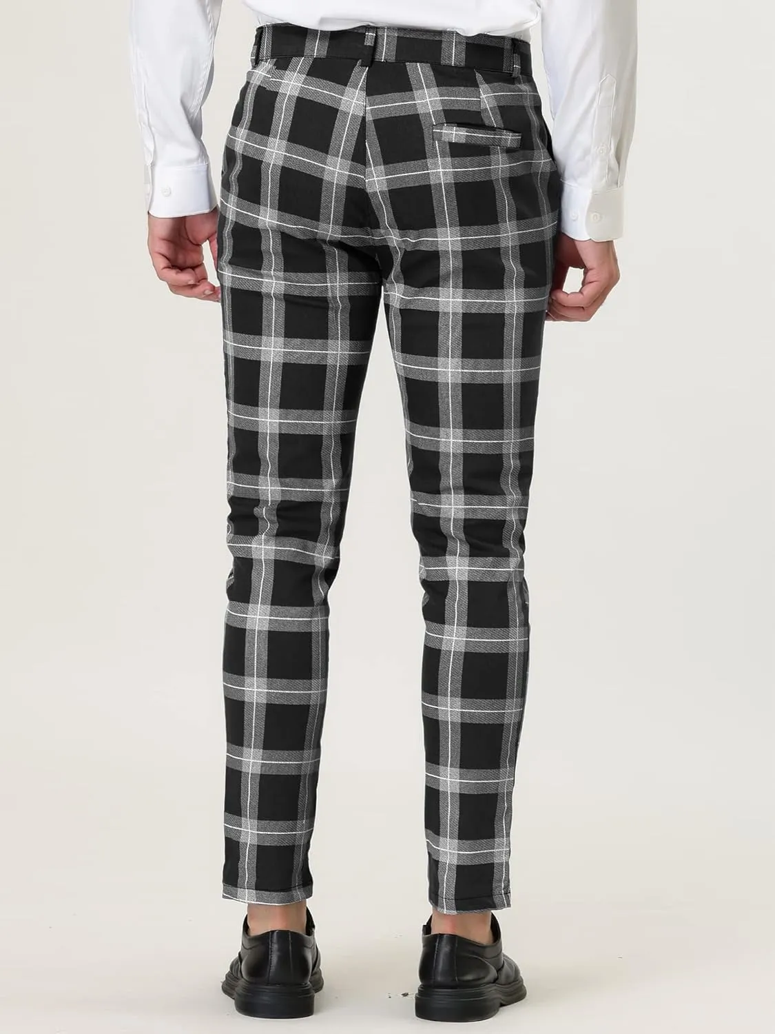 Lars Amadeus Men's Plaid Dress Pants Classic Slim Fit Chino Business Trousers