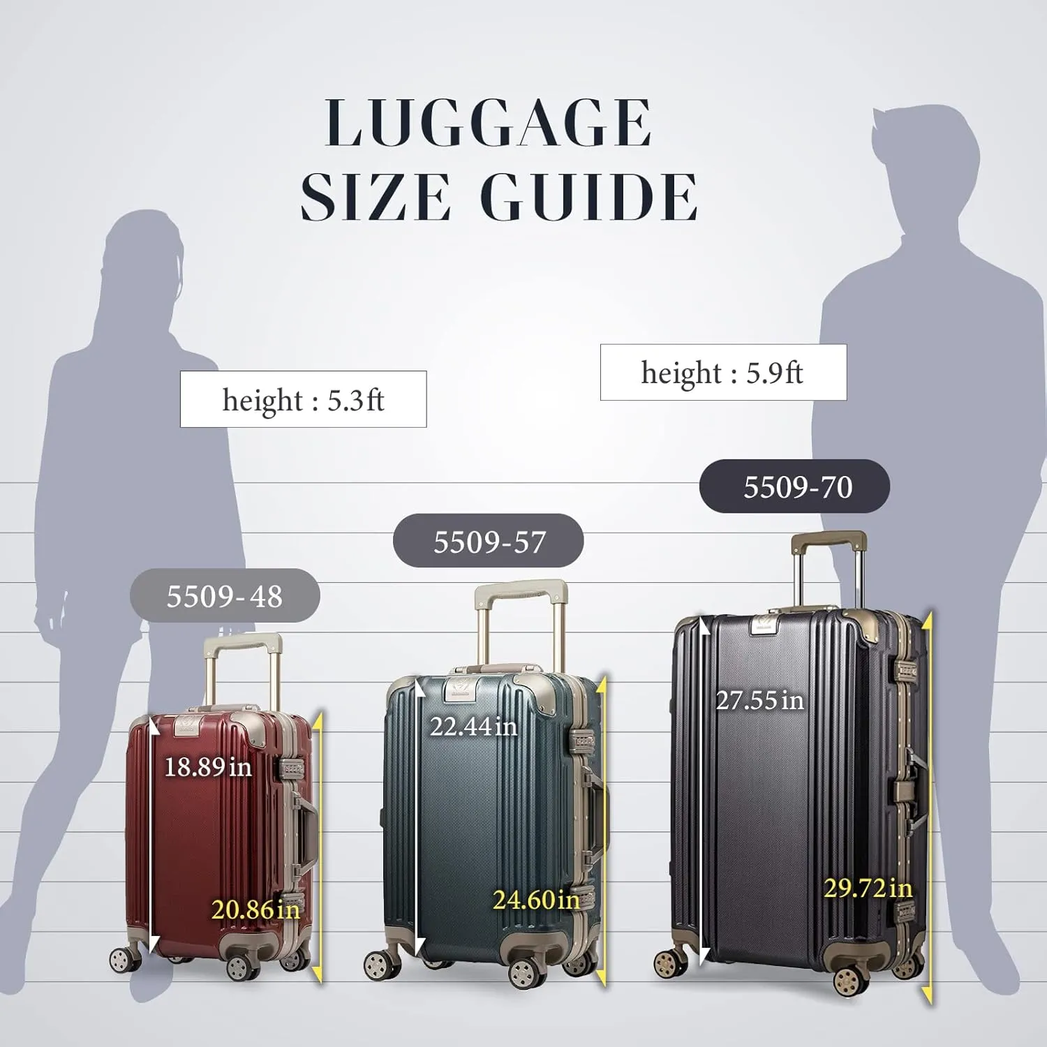 LEGEND WALKER Durable Aluminum Frame Luggage 21-inch, BrilliantWhite, 5509-48-WH