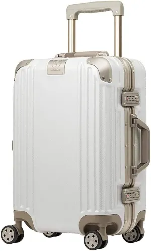 LEGEND WALKER Durable Aluminum Frame Luggage 25-inch, BrilliantWhite, 5509-57-WH