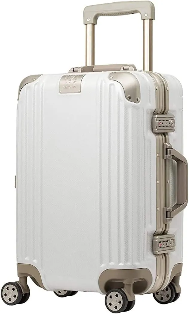 LEGEND WALKER Durable Aluminum Frame Luggage 25-inch, BrilliantWhite, 5509-57-WH
