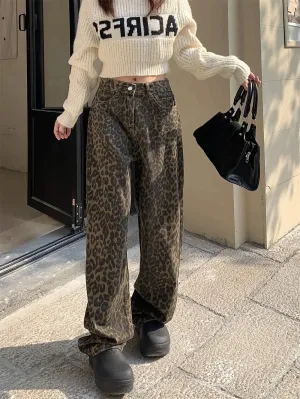 Leopard Print Wide Leg Pants
