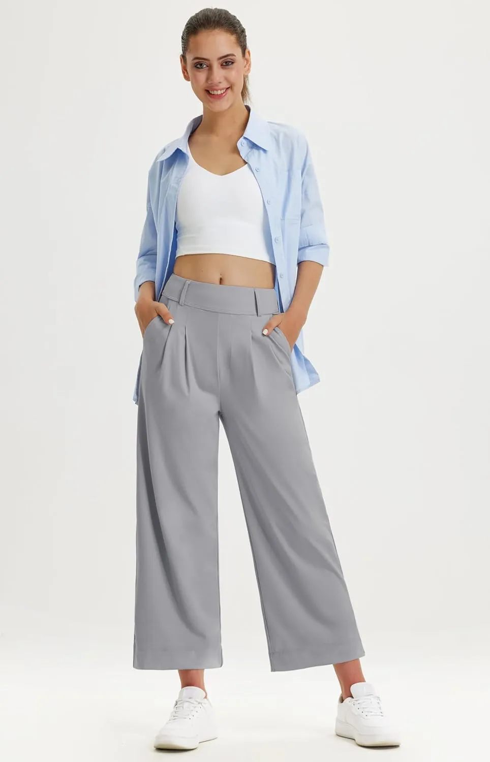 Libin Women's Wide Leg Dress Pants 27"/29"/31" High Waisted Stretch Work Casual Sweatpants Trousers with Pockets