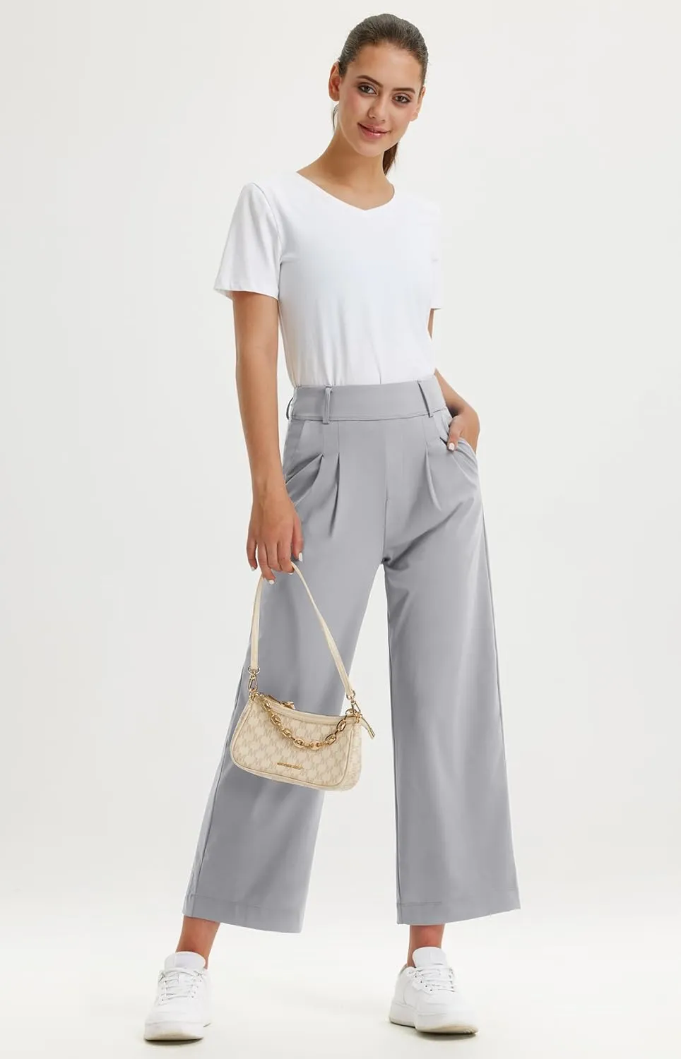 Libin Women's Wide Leg Dress Pants 27"/29"/31" High Waisted Stretch Work Casual Sweatpants Trousers with Pockets
