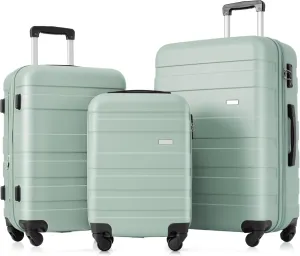 Lightweight and Durable Expandable Hardshell Luggage Set, 3 Pieces with Spinner Wheels, Green