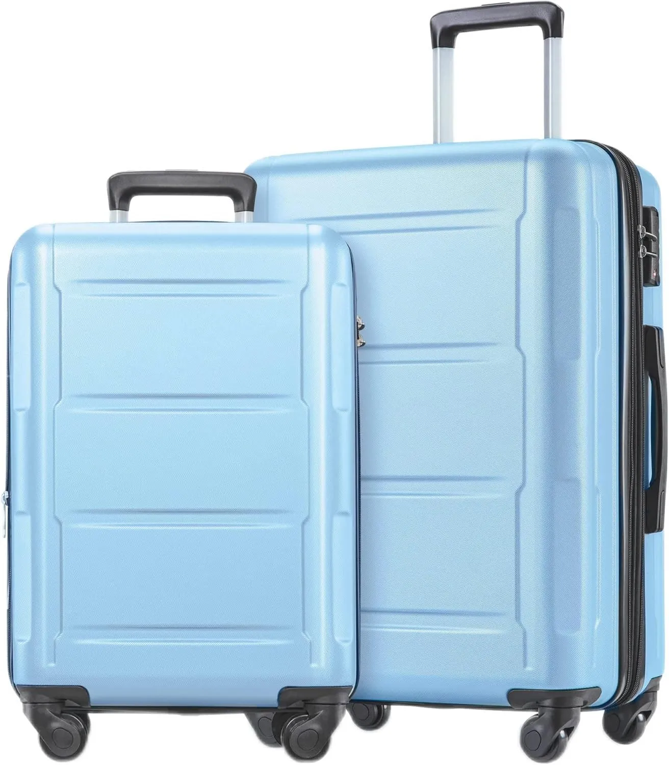 Lightweight Expandable Spinner Wheel Luggage Set, 20inch & 24inch, Durable Plastic, Light Blue