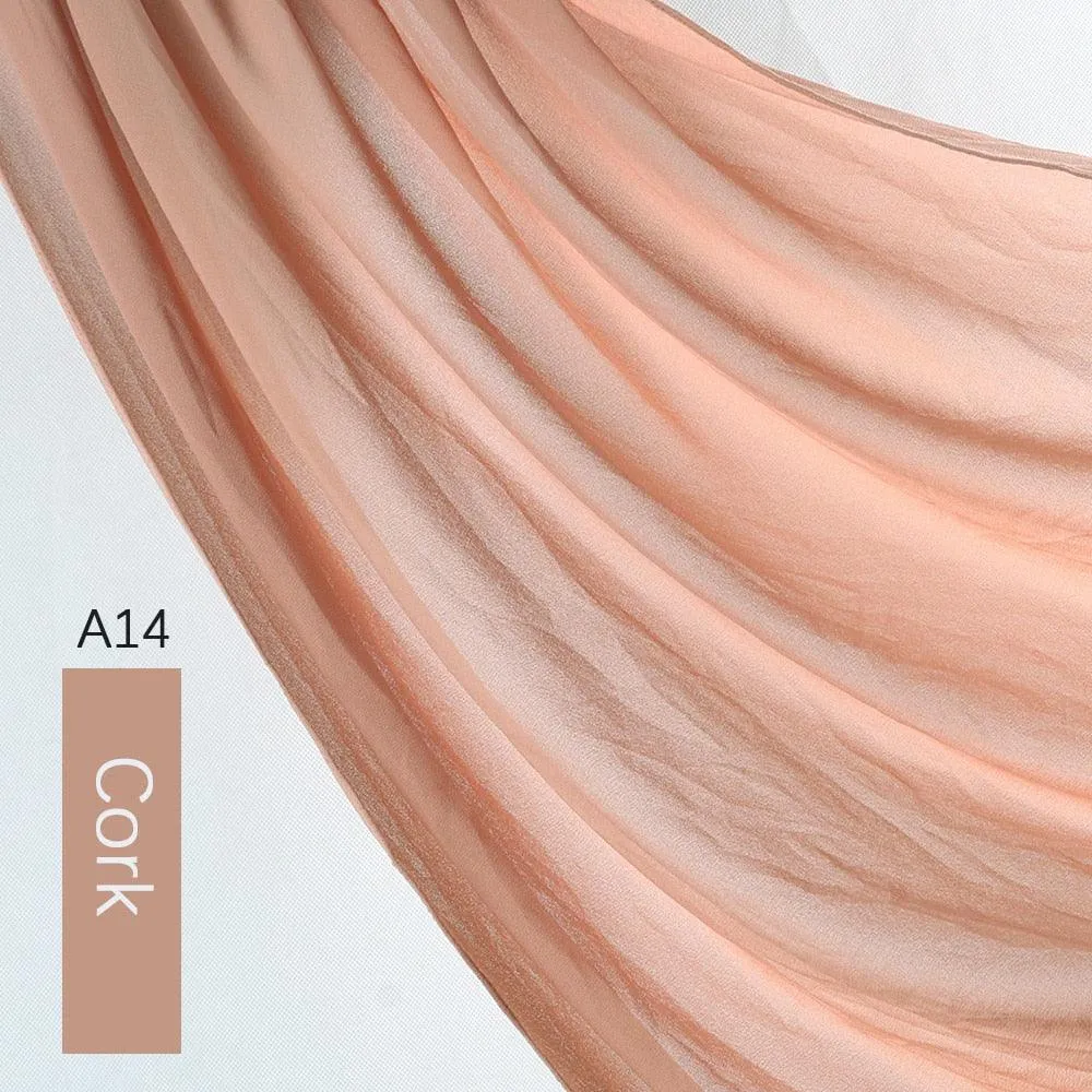 Lightweight Monochrome Chiffon Hijab Arabic Style