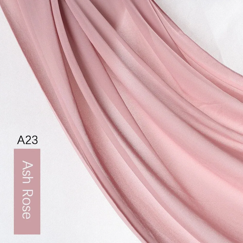 Lightweight Monochrome Chiffon Hijab Arabic Style