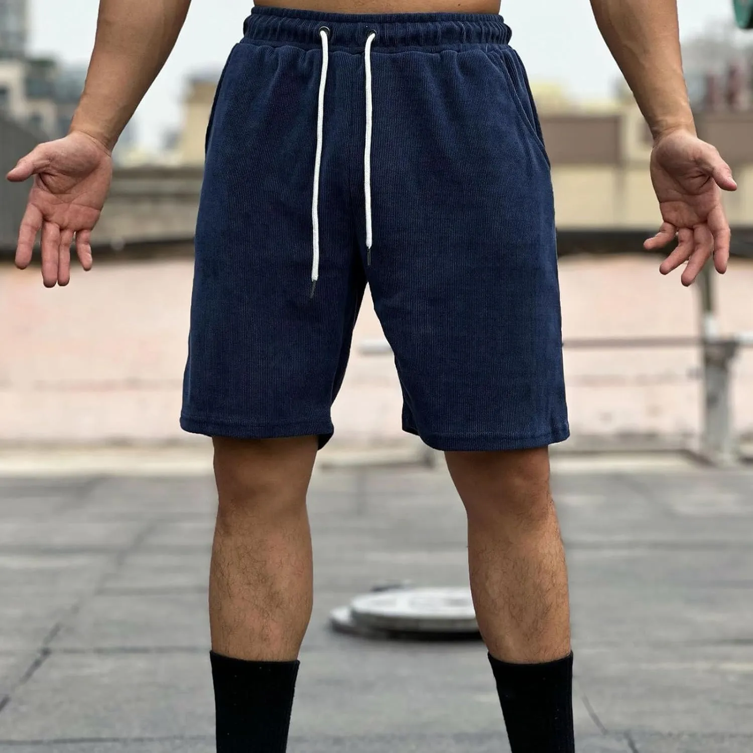 Lightweight Summer Sweat Shorts for Men Casual Stretchy Waist Drawstring Short Joggers Slim Fit Gym Workout Short with Pocket