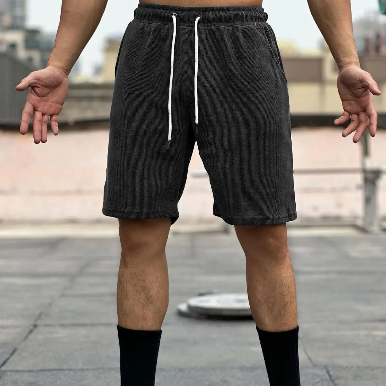 Lightweight Summer Sweat Shorts for Men Casual Stretchy Waist Drawstring Short Joggers Slim Fit Gym Workout Short with Pocket