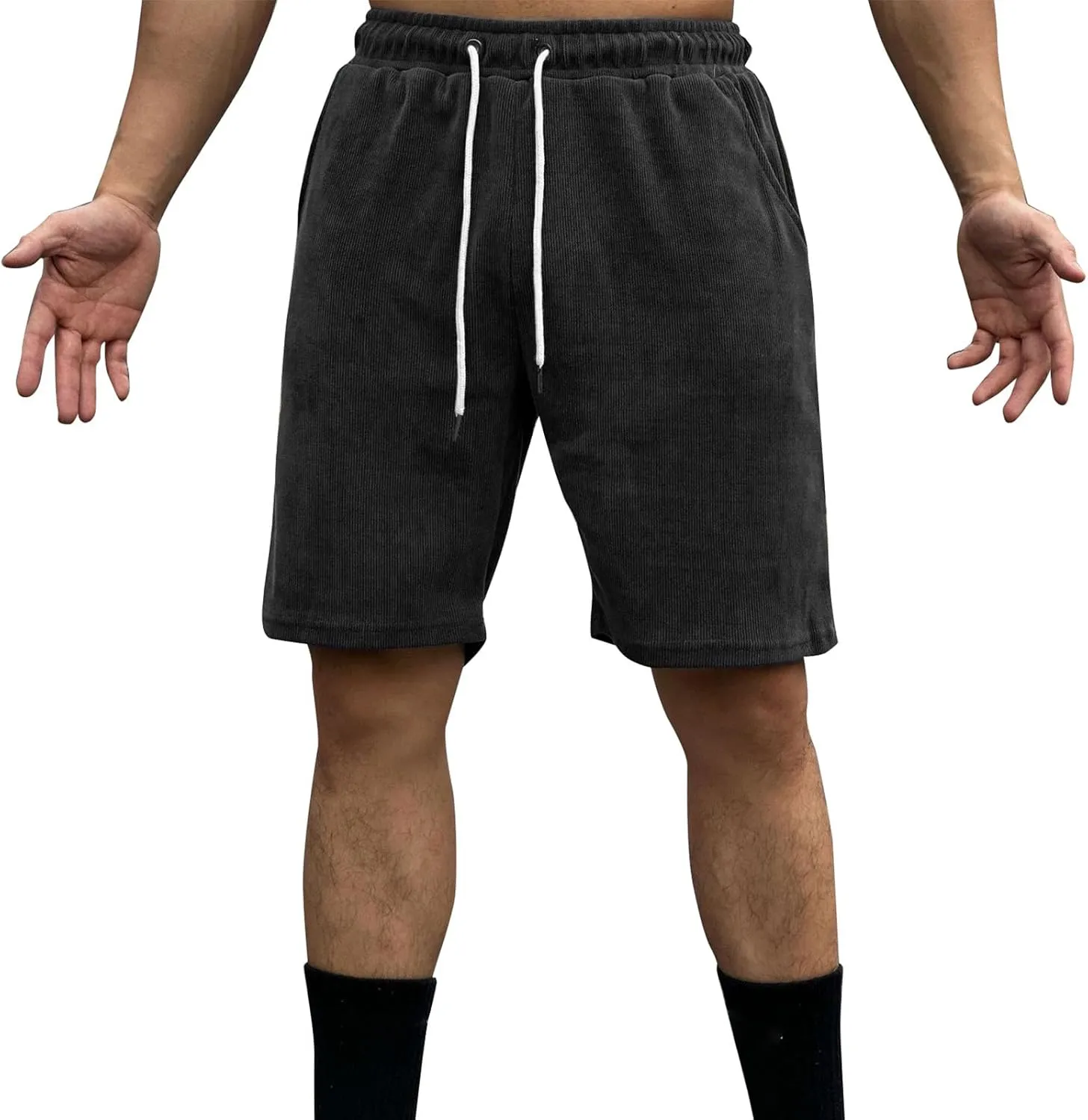 Lightweight Summer Sweat Shorts for Men Casual Stretchy Waist Drawstring Short Joggers Slim Fit Gym Workout Short with Pocket