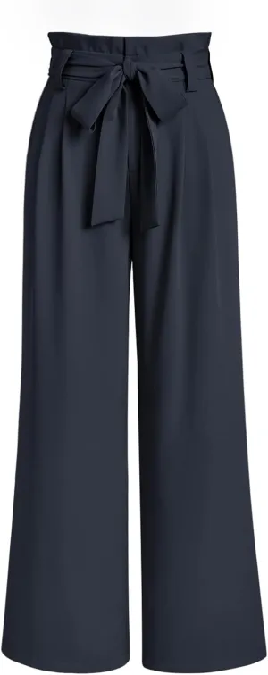 LILLUSORY Wide Leg Dress Pants Women's Paperbag High Waisted Business Casual Trousers with Removable Belt