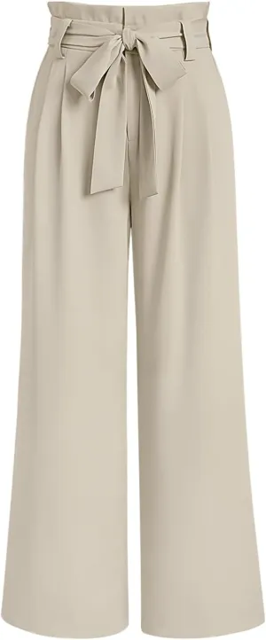 LILLUSORY Wide Leg Dress Pants Women's Paperbag High Waisted Business Casual Trousers with Removable Belt