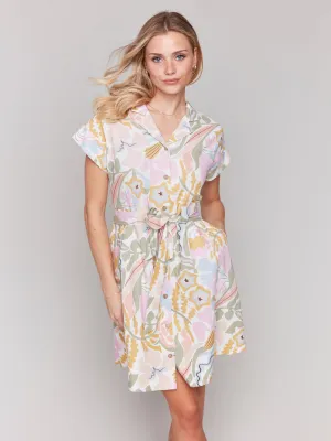 Linen Blend S/S Button Front Dress Pastel by Charlie B