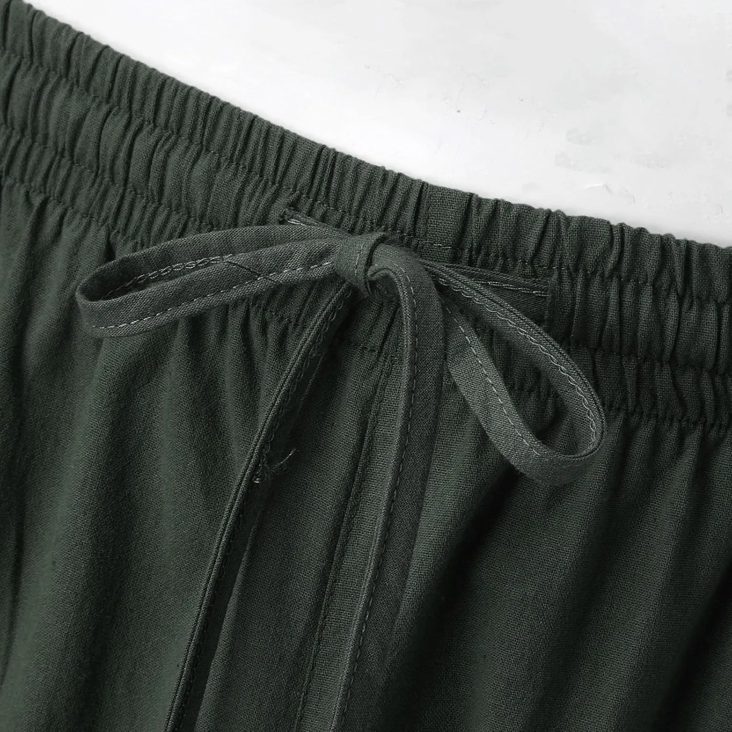 Linen Pants for Men Beach Classic Flat Front Chino Pants Casual Lightweight Straight Leg Summer Beach Trousers