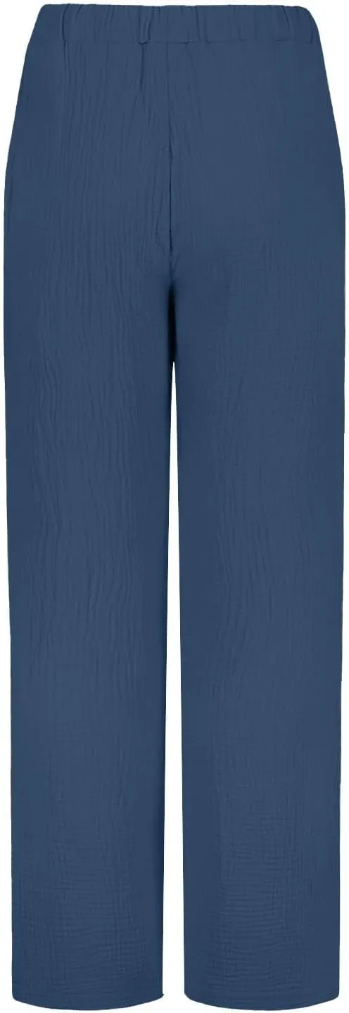 Linen Pants for Women Summer Drawstring Waist Wide Leg Pants Loose Lounge Palazzo Trouser Comfy Lounge Pants