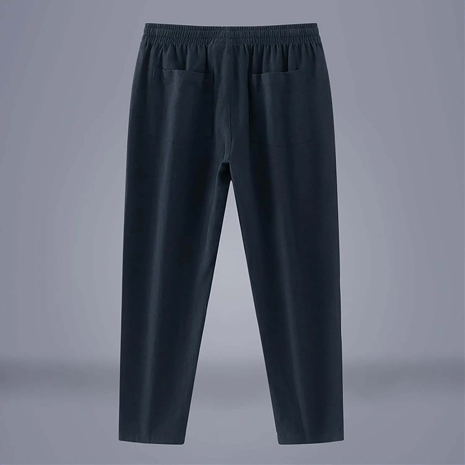 Linen Pants Men Tapered Leg Classic Flat Front Chino Pants Casual Lightweight Straight Leg Summer Beach Trousers