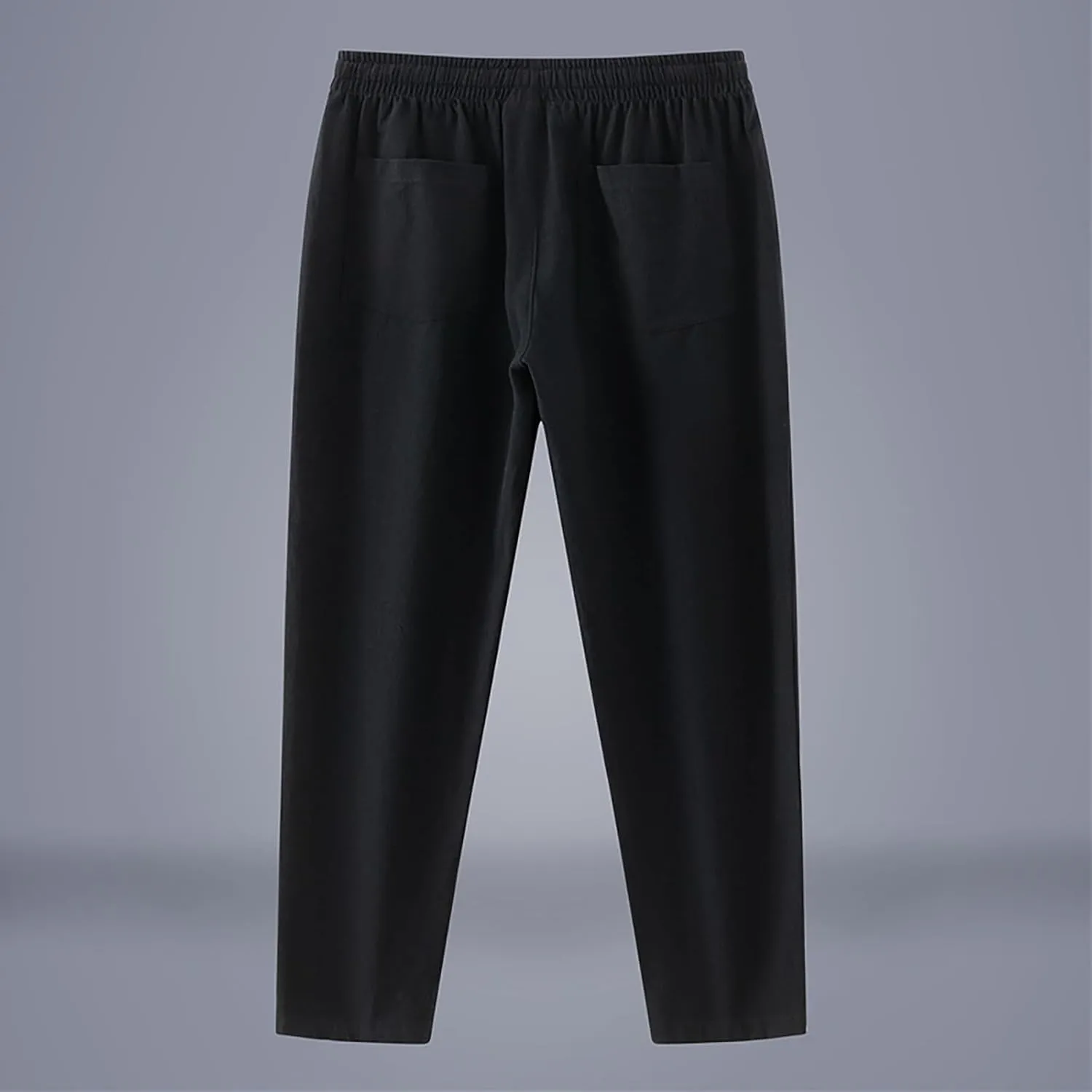 Linen Pants Men Tapered Leg Classic Flat Front Chino Pants Casual Lightweight Straight Leg Summer Beach Trousers