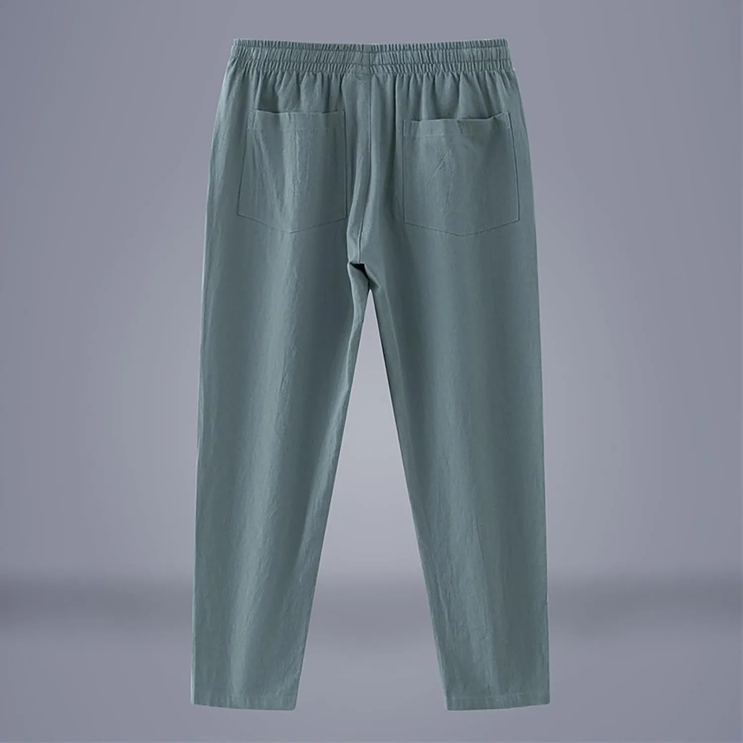 Linen Pants Men Tapered Leg Classic Flat Front Chino Pants Casual Lightweight Straight Leg Summer Beach Trousers