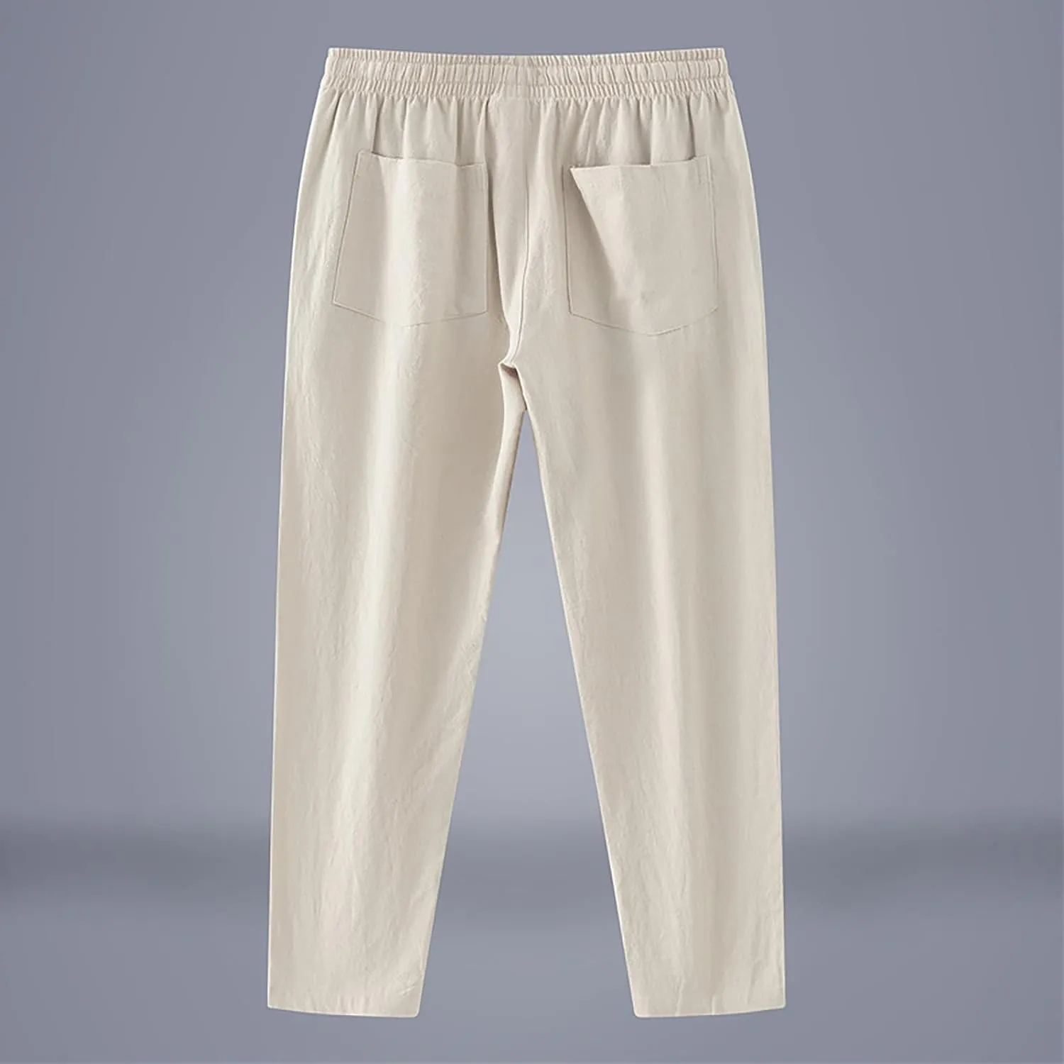 Linen Pants Men Tapered Leg Classic Flat Front Chino Pants Casual Lightweight Straight Leg Summer Beach Trousers