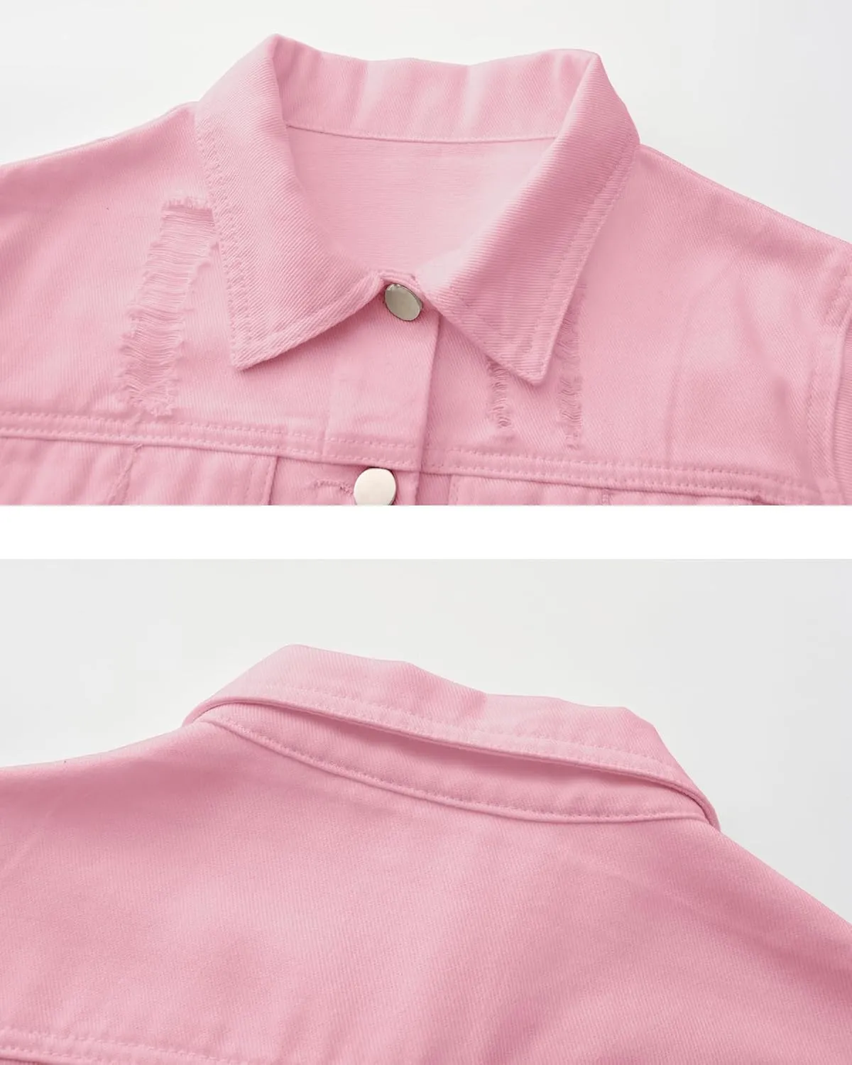 Locachy Women's Summer Short Sleeve Denim Jacket Casual Lapel Button Down Cropped Trucker Jean Jackets Coats