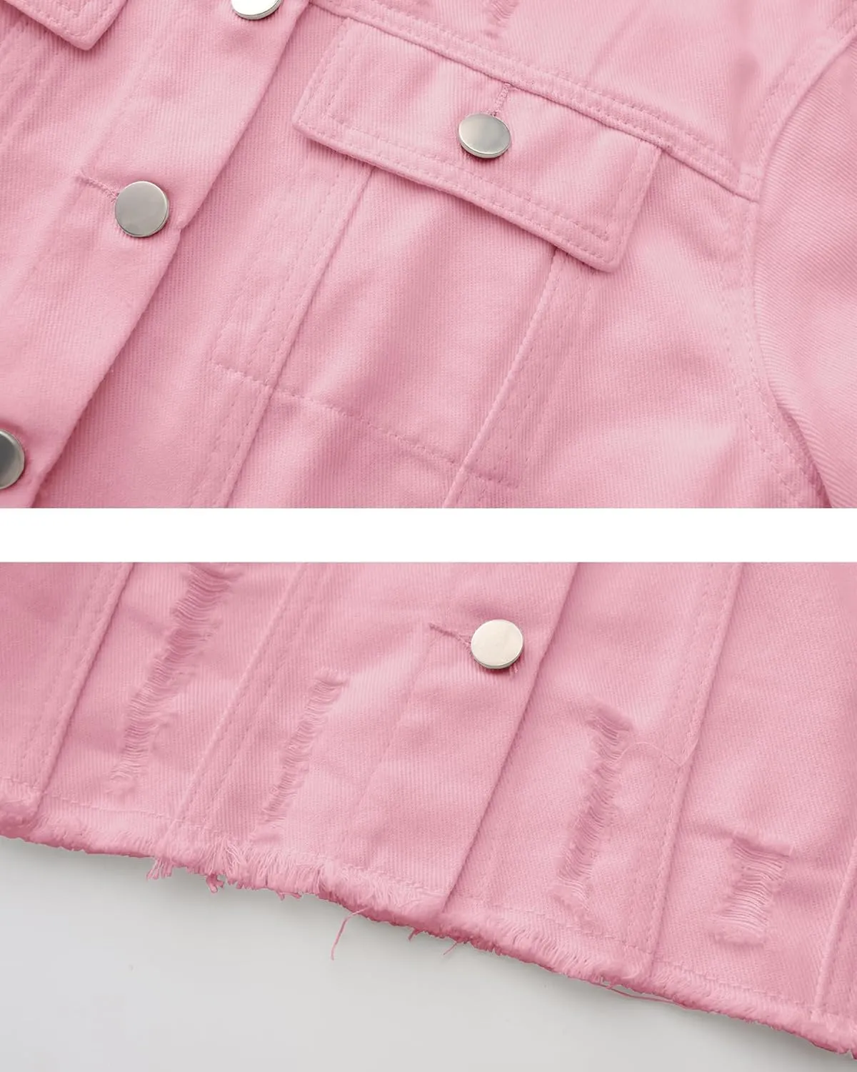 Locachy Women's Summer Short Sleeve Denim Jacket Casual Lapel Button Down Cropped Trucker Jean Jackets Coats