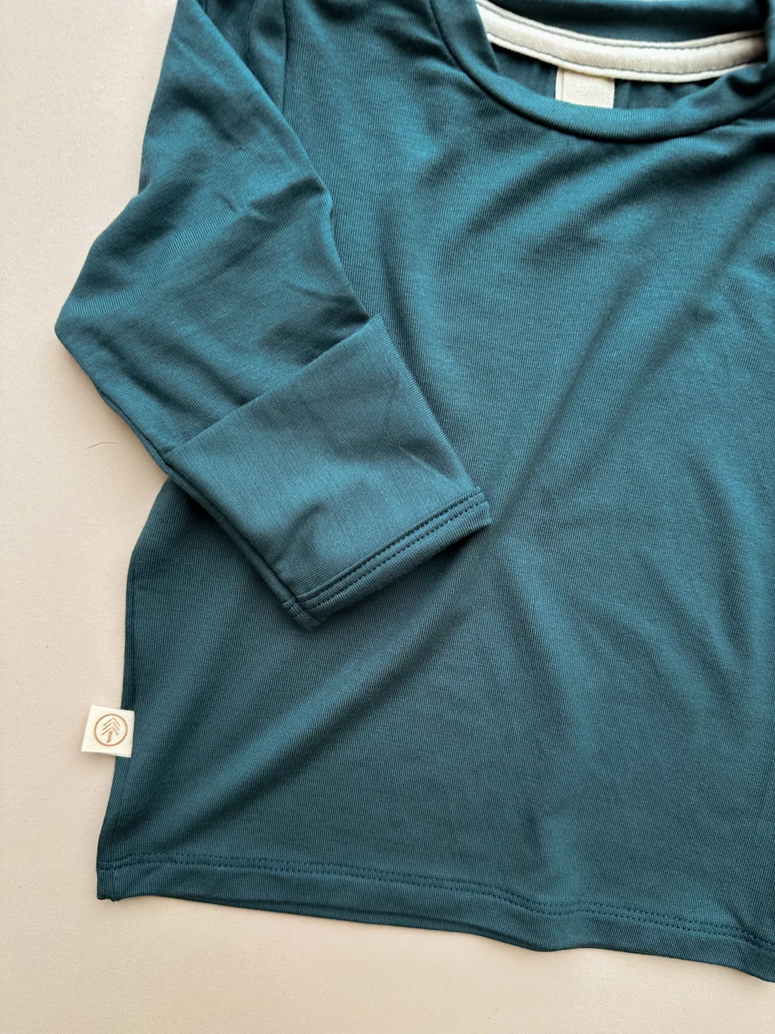 Long Sleeve T-shirt or Bodysuit with Mittens | Baby & Toddler | Luxury Bamboo | Dark Teal