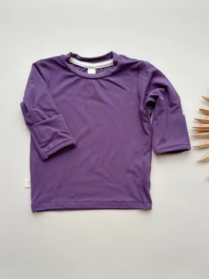 Long Sleeve T-shirt or Bodysuit with Mittens | Baby & Toddler | Luxury Bamboo | Plum