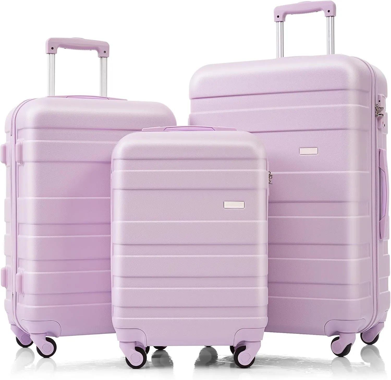 Luggage Set Lightweight Durable Hardshell 3-Piece Suitcase with Spinner Wheels, Purple