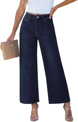 luvamia Wide Leg Jeans for Women High Waisted Relaxed Fit Trendy Stretchy Denim Pants Ankle Trouser Jeans with Pockets