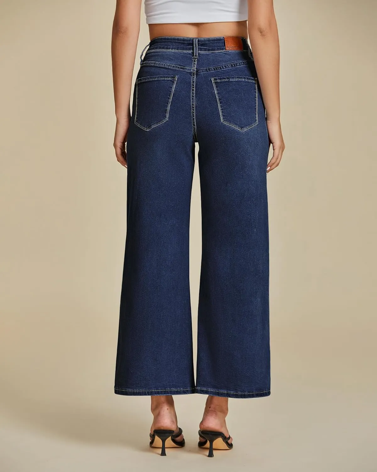 luvamia Wide Leg Jeans for Women High Waisted Relaxed Fit Trendy Stretchy Denim Pants Ankle Trouser Jeans with Pockets