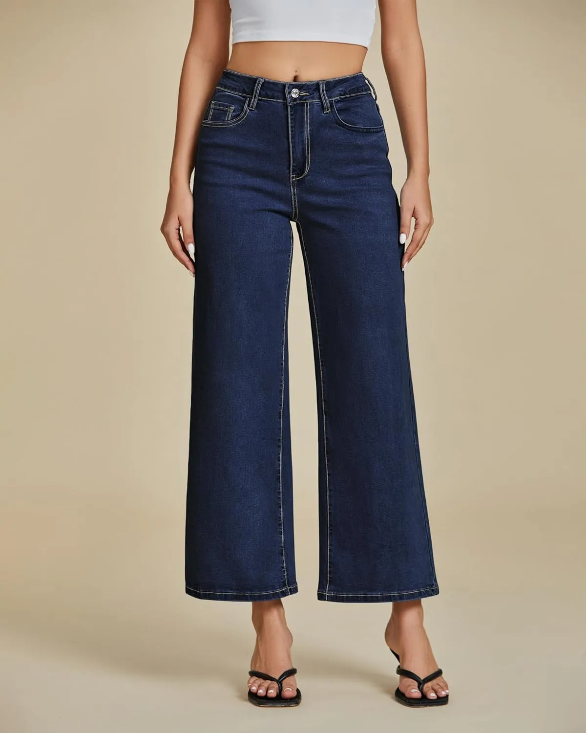 luvamia Wide Leg Jeans for Women High Waisted Relaxed Fit Trendy Stretchy Denim Pants Ankle Trouser Jeans with Pockets