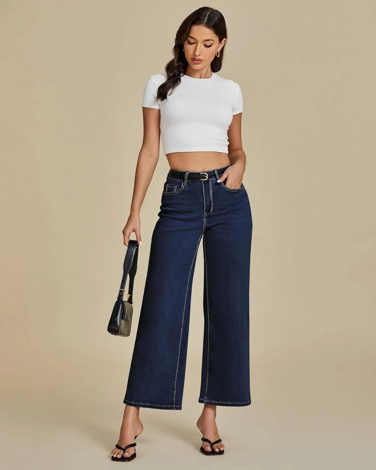 luvamia Wide Leg Jeans for Women High Waisted Relaxed Fit Trendy Stretchy Denim Pants Ankle Trouser Jeans with Pockets