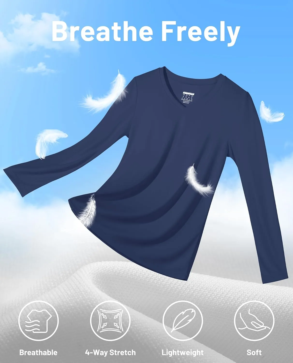 MAGCOMSEN SPF Shirts for Women Long Sleeve Workout Tops V-Neck UPF 50  UV Sun Shirt Quick Dry Performance Tees Swim Tops