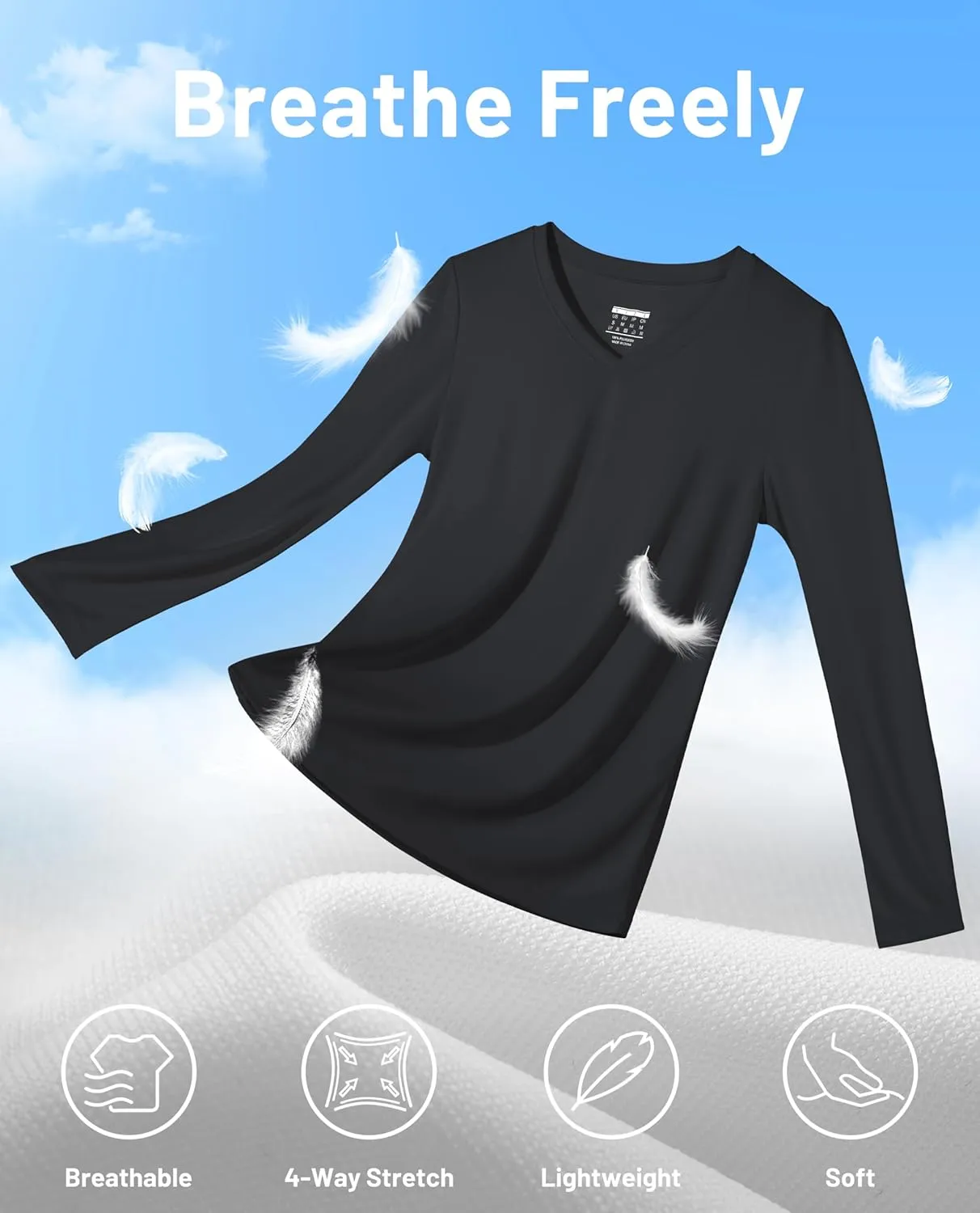 MAGCOMSEN SPF Shirts for Women Long Sleeve Workout Tops V-Neck UPF 50  UV Sun Shirt Quick Dry Performance Tees Swim Tops