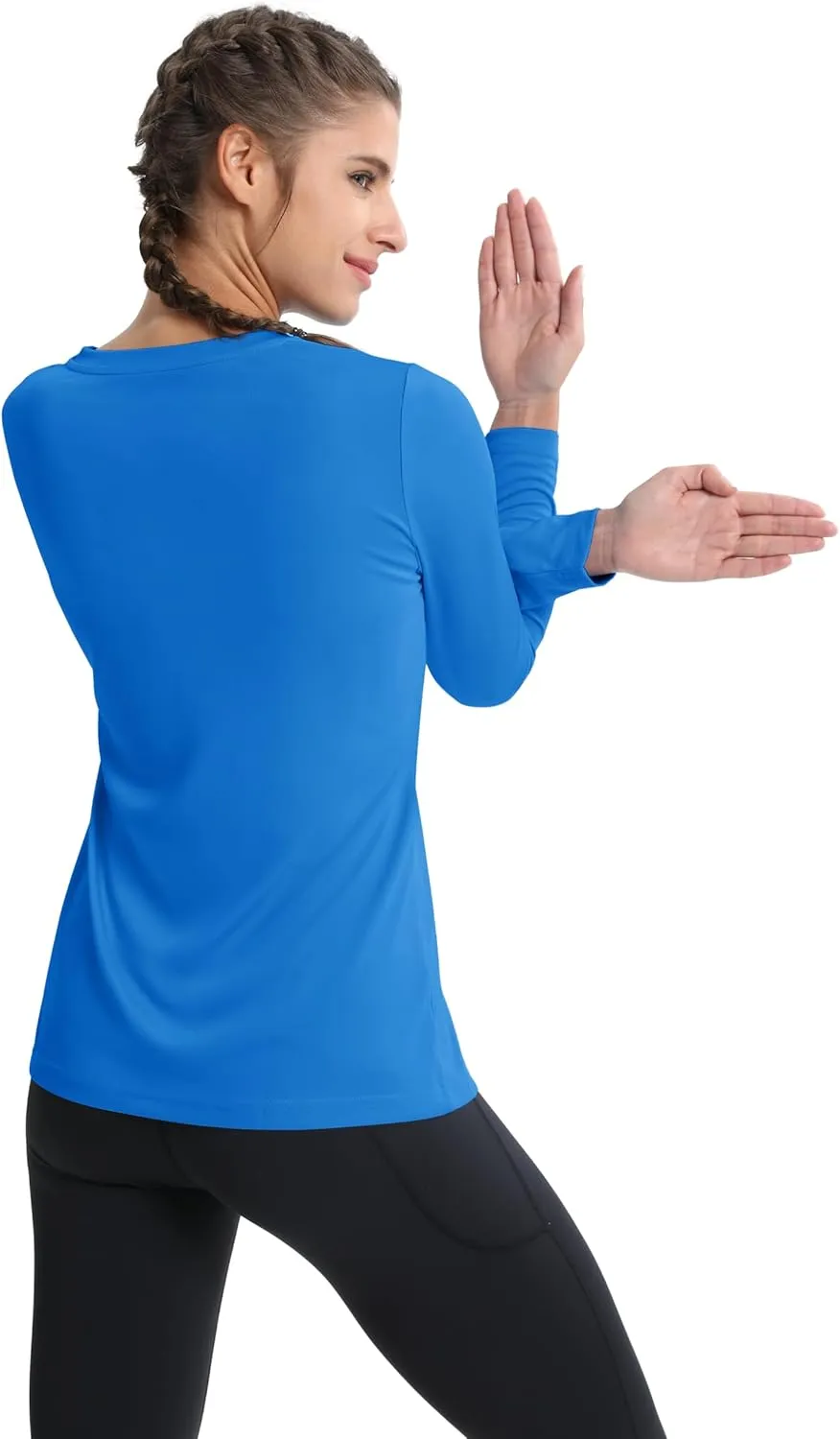 MAGCOMSEN SPF Shirts for Women Long Sleeve Workout Tops V-Neck UPF 50  UV Sun Shirt Quick Dry Performance Tees Swim Tops