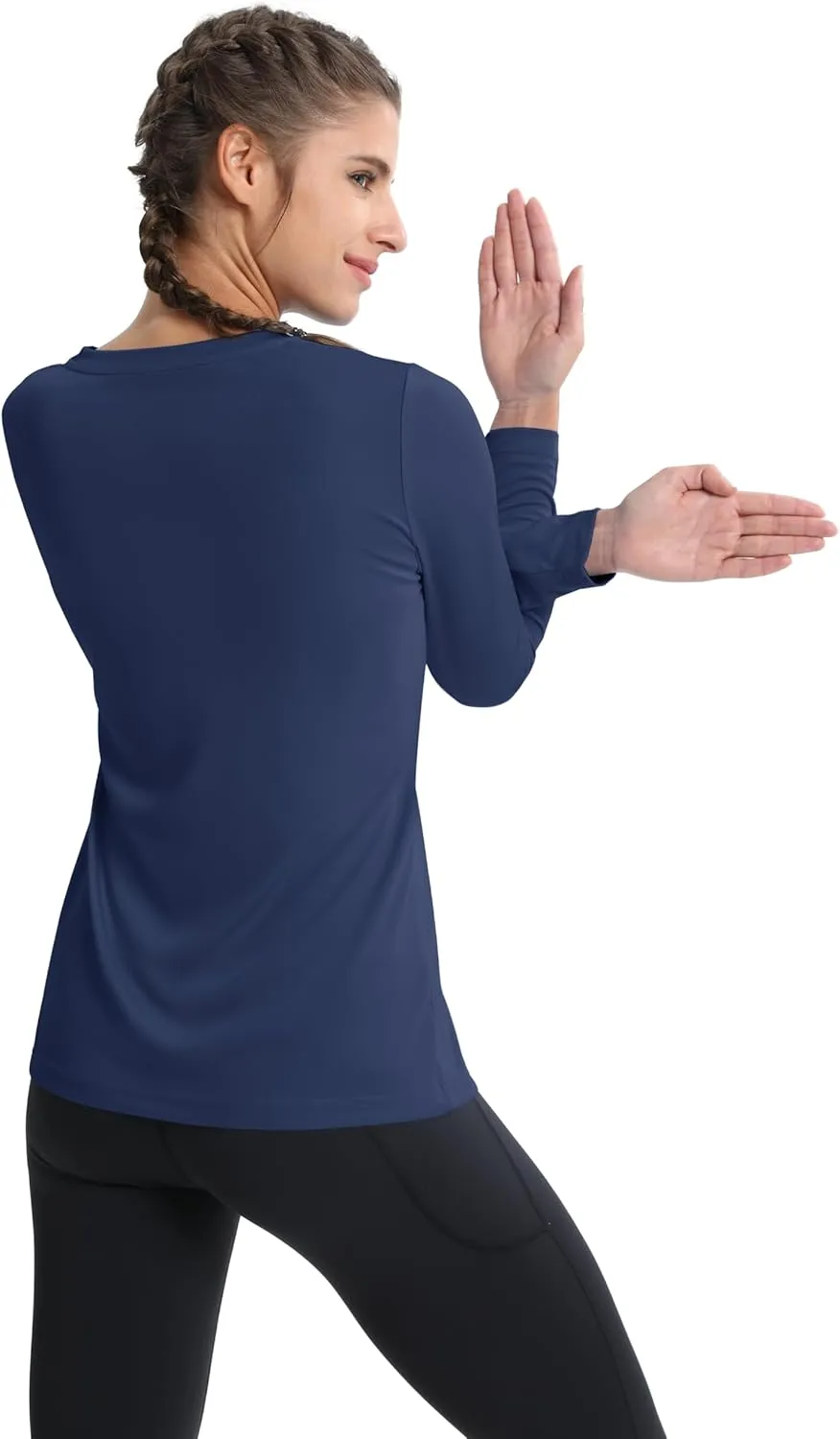 MAGCOMSEN SPF Shirts for Women Long Sleeve Workout Tops V-Neck UPF 50  UV Sun Shirt Quick Dry Performance Tees Swim Tops