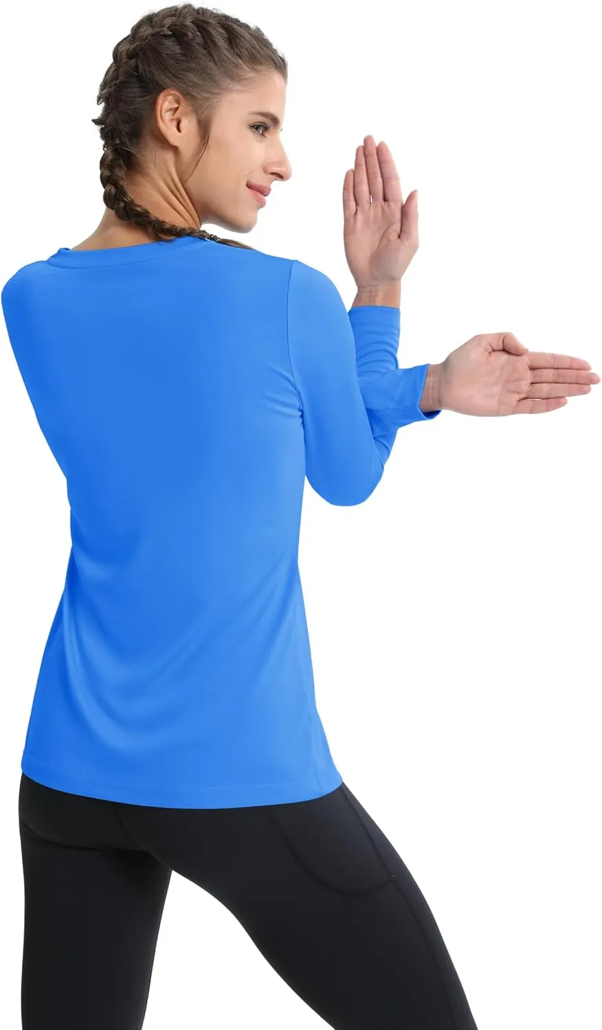MAGCOMSEN SPF Shirts for Women Long Sleeve Workout Tops V-Neck UPF 50  UV Sun Shirt Quick Dry Performance Tees Swim Tops