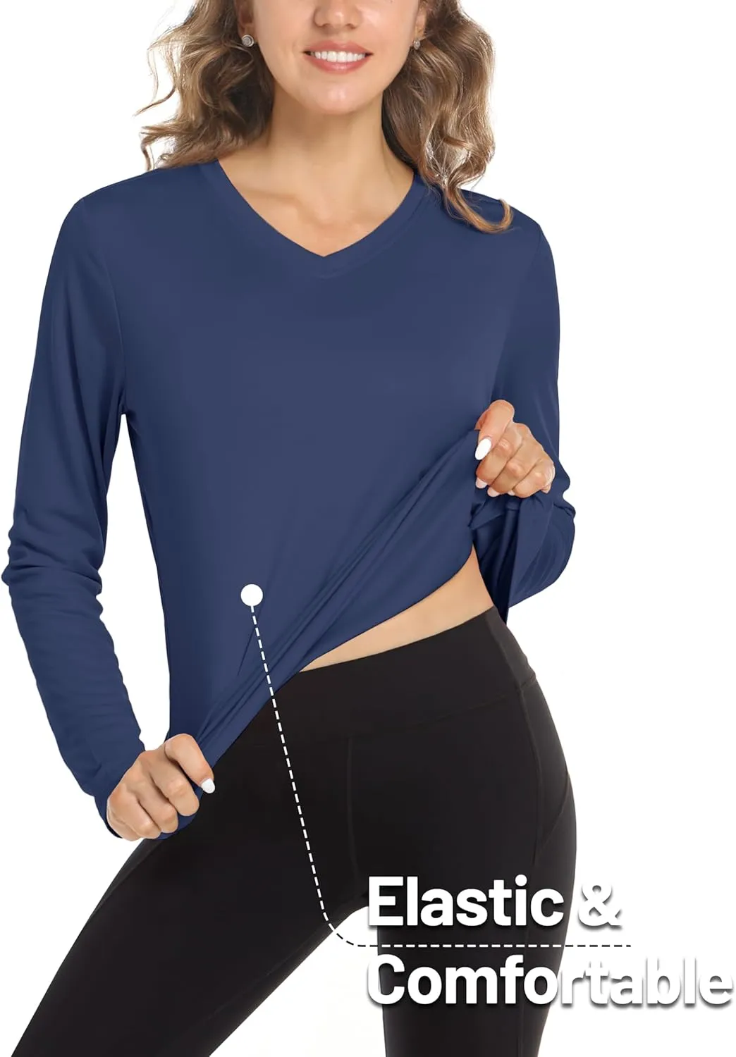 MAGCOMSEN SPF Shirts for Women Long Sleeve Workout Tops V-Neck UPF 50  UV Sun Shirt Quick Dry Performance Tees Swim Tops