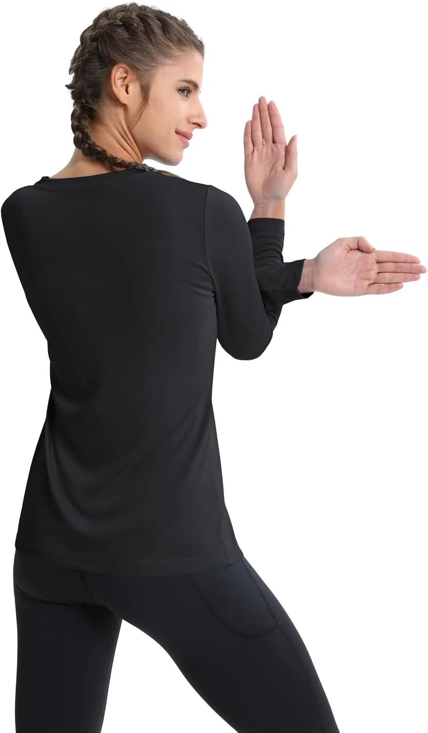 MAGCOMSEN SPF Shirts for Women Long Sleeve Workout Tops V-Neck UPF 50  UV Sun Shirt Quick Dry Performance Tees Swim Tops