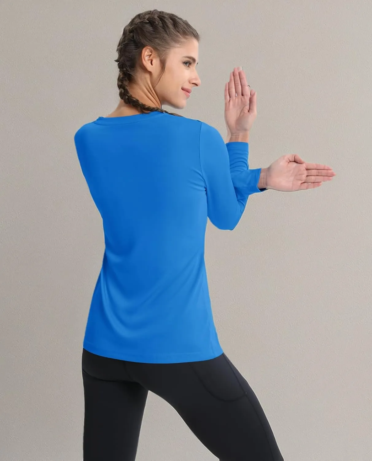 MAGCOMSEN SPF Shirts for Women Long Sleeve Workout Tops V-Neck UPF 50  UV Sun Shirt Quick Dry Performance Tees Swim Tops