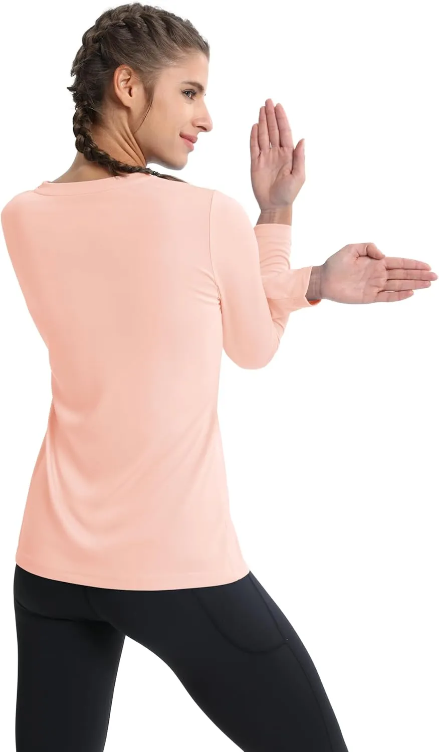 MAGCOMSEN SPF Shirts for Women Long Sleeve Workout Tops V-Neck UPF 50  UV Sun Shirt Quick Dry Performance Tees Swim Tops