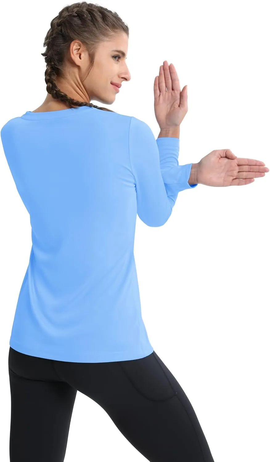 MAGCOMSEN SPF Shirts for Women Long Sleeve Workout Tops V-Neck UPF 50  UV Sun Shirt Quick Dry Performance Tees Swim Tops