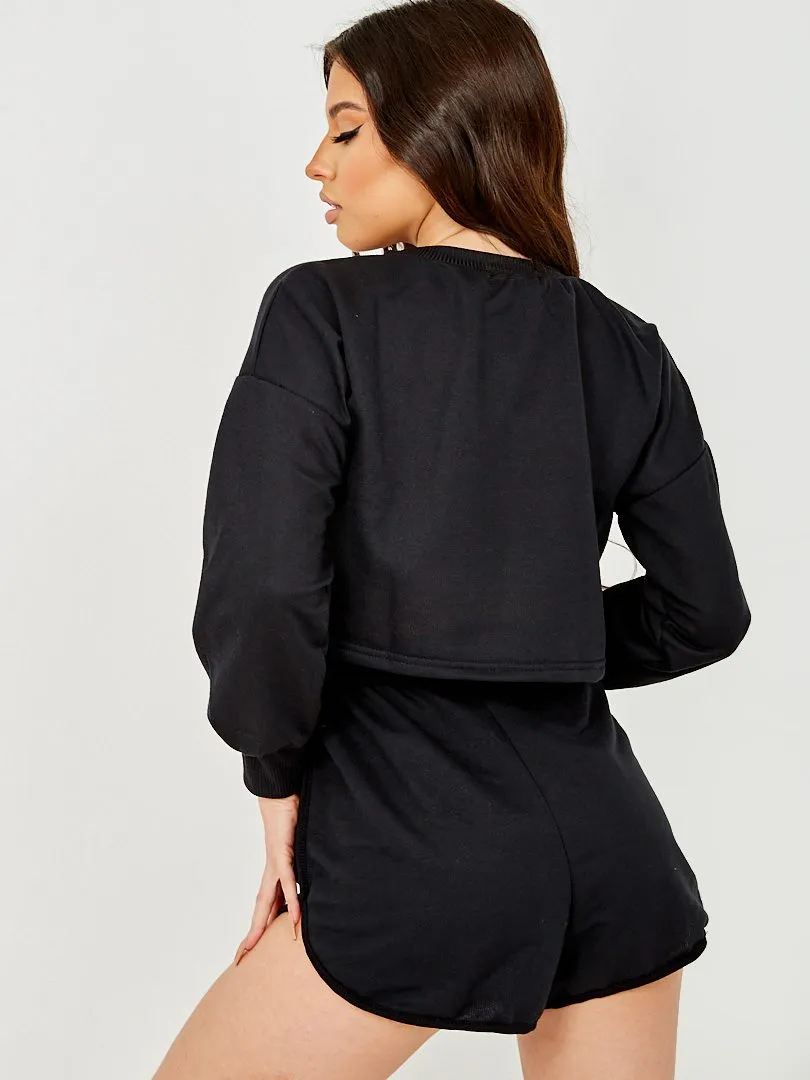 Mandie Ye Saint Love Crop Top & Shorts Co-ord In Black