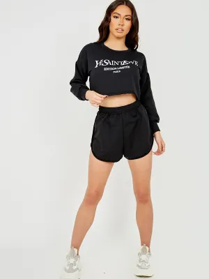 Mandie Ye Saint Love Crop Top & Shorts Co-ord In Black