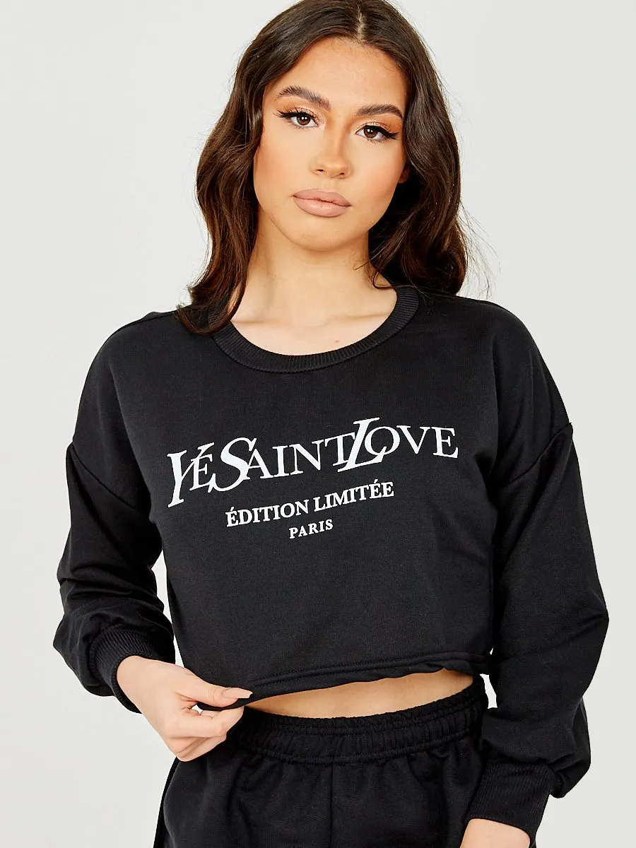 Mandie Ye Saint Love Crop Top & Shorts Co-ord In Black