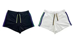 Mardi Gras Striped Lounge Shorts In Black Or White (S-3XL)