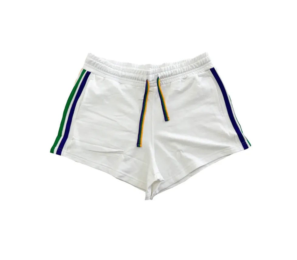 Mardi Gras Striped Lounge Shorts In Black Or White (S-3XL)