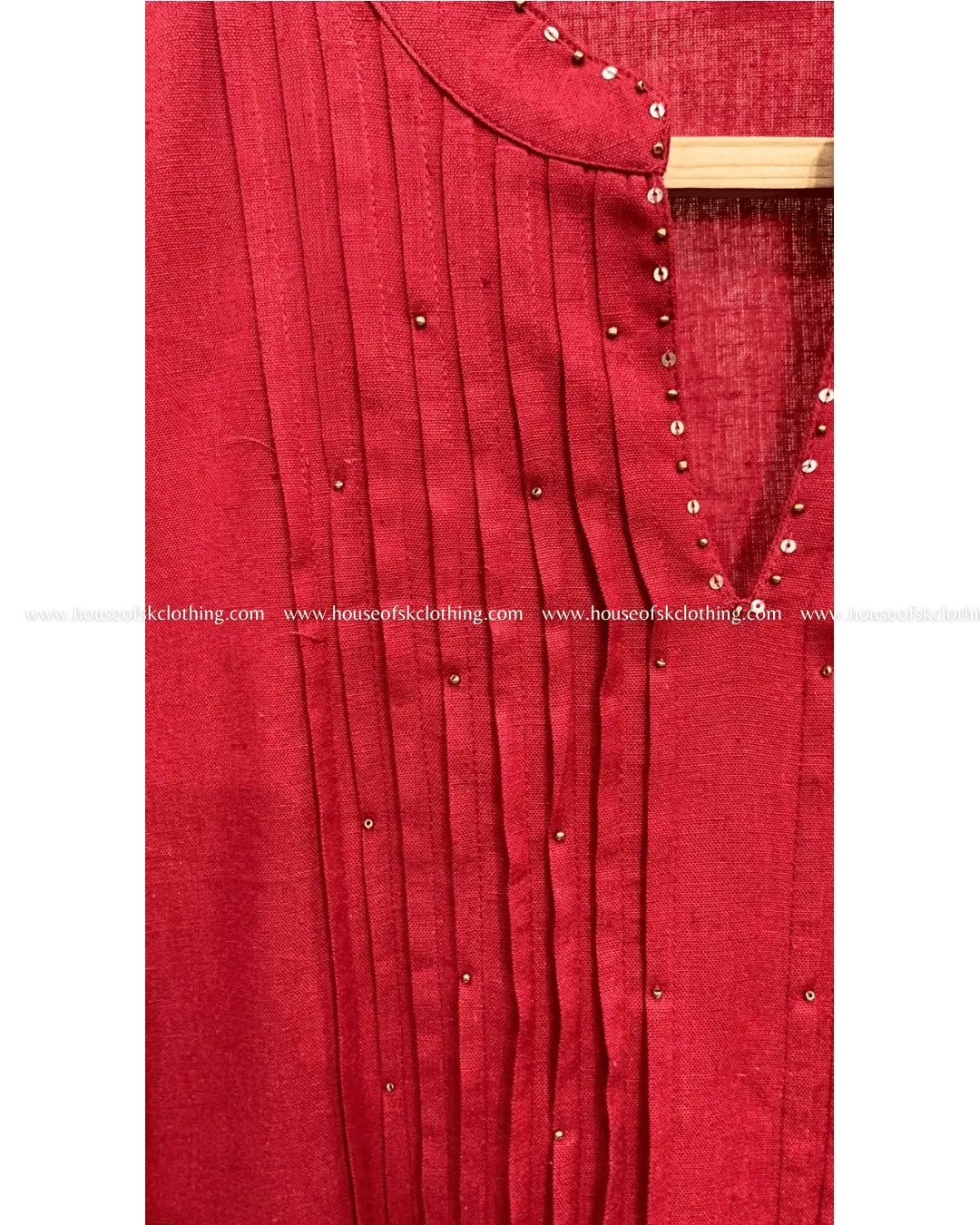 Maroon Beads Flex Cotton Kurta