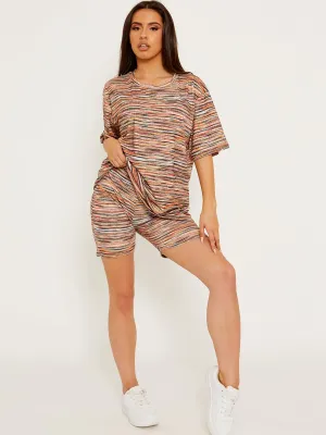 Mayley Multi Coloured Oversized Top & Shorts Co-ord In Orange